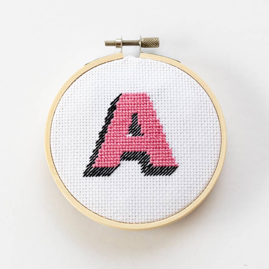 Drop Shadow Monogram Alphabet Cross Stitch Kit: Multi-Colored