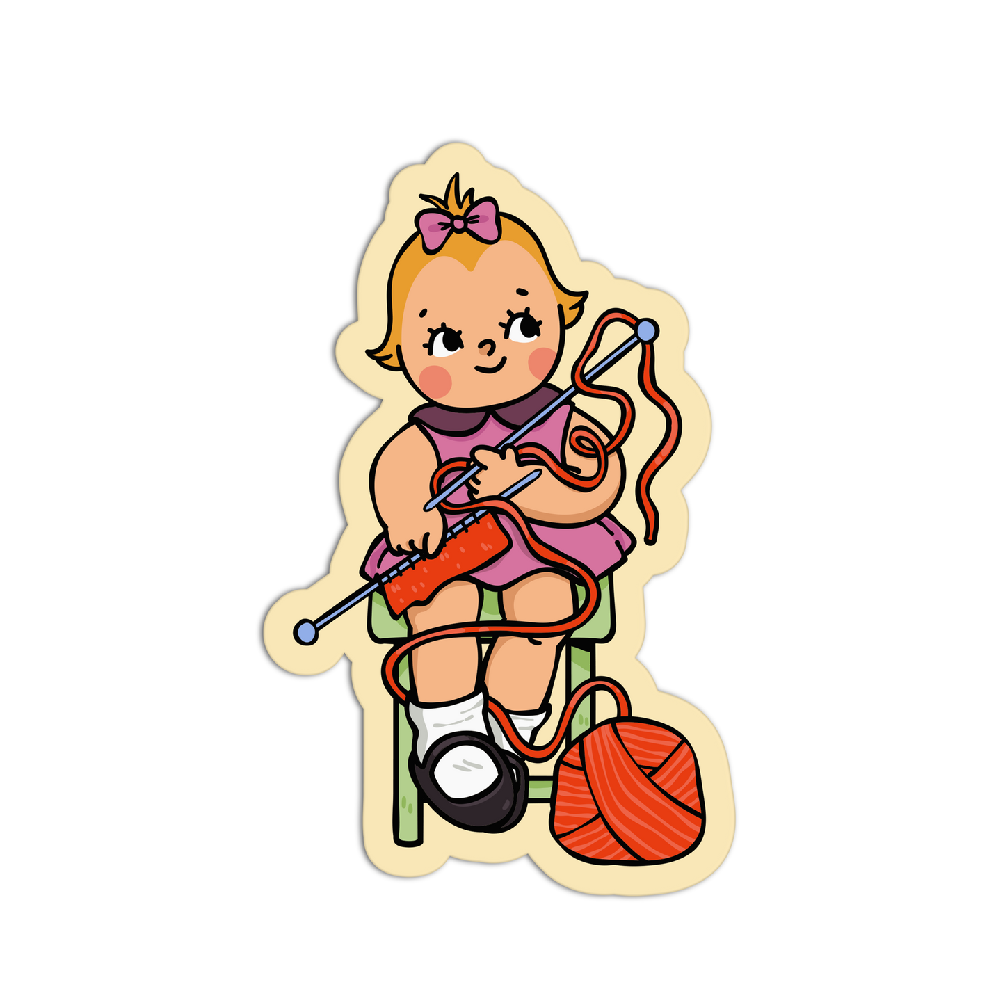 Tangle Of Joy Retro Babies Sewing and Knitting Sticker