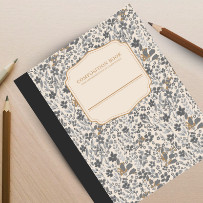 Floral Gray Composition Notebook