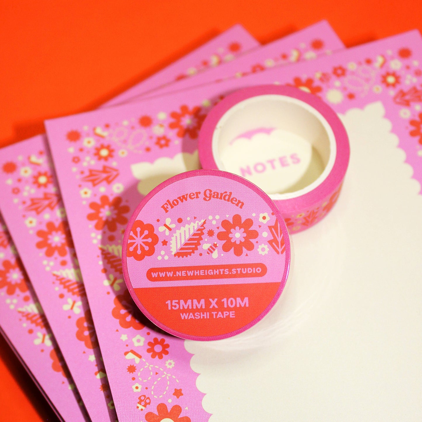 "Flower Garden (Pink)" Cute Floral Stationery Washi Tape