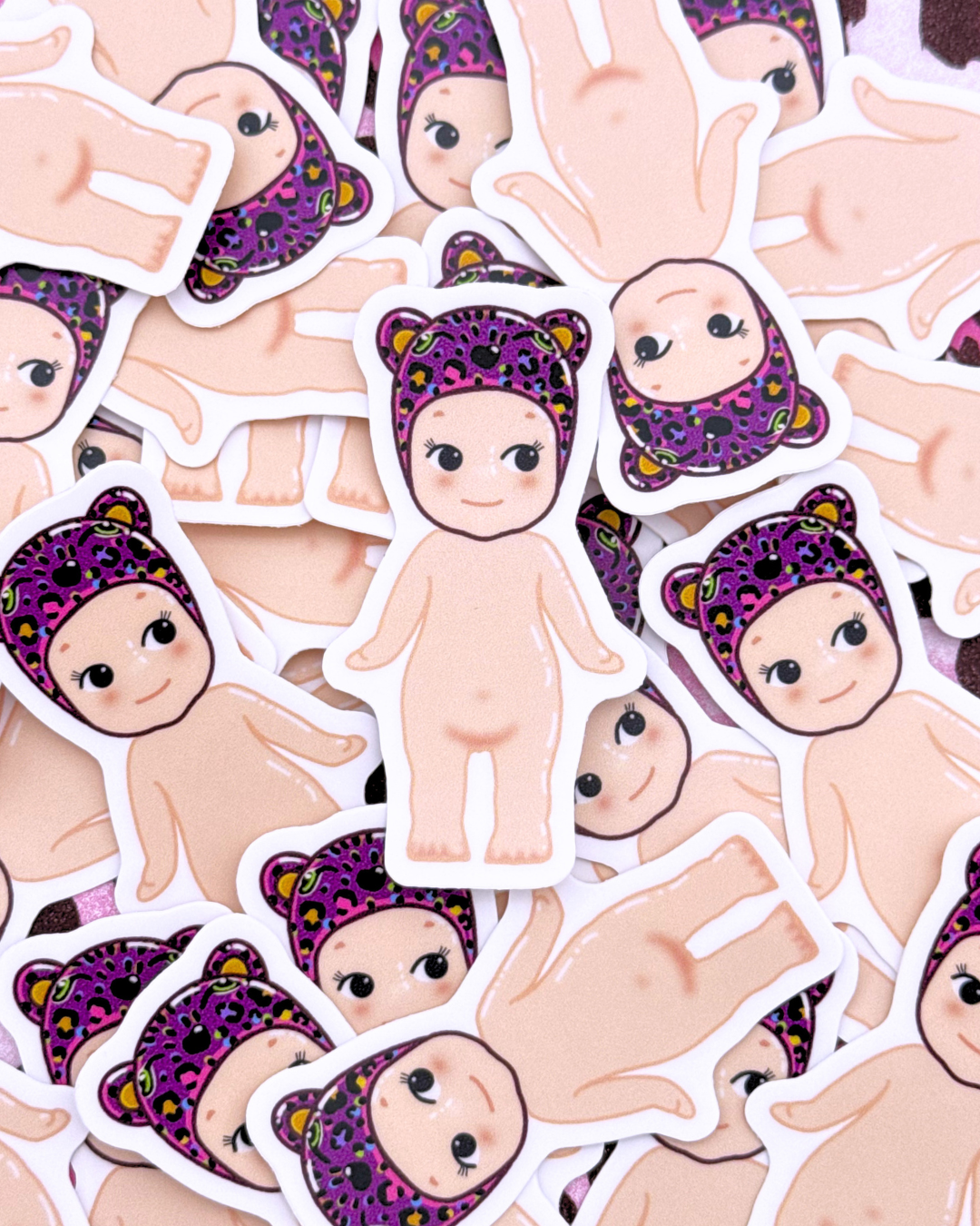 Vinyl Sticker - Rainbow Leopard Trinket Angel Baby