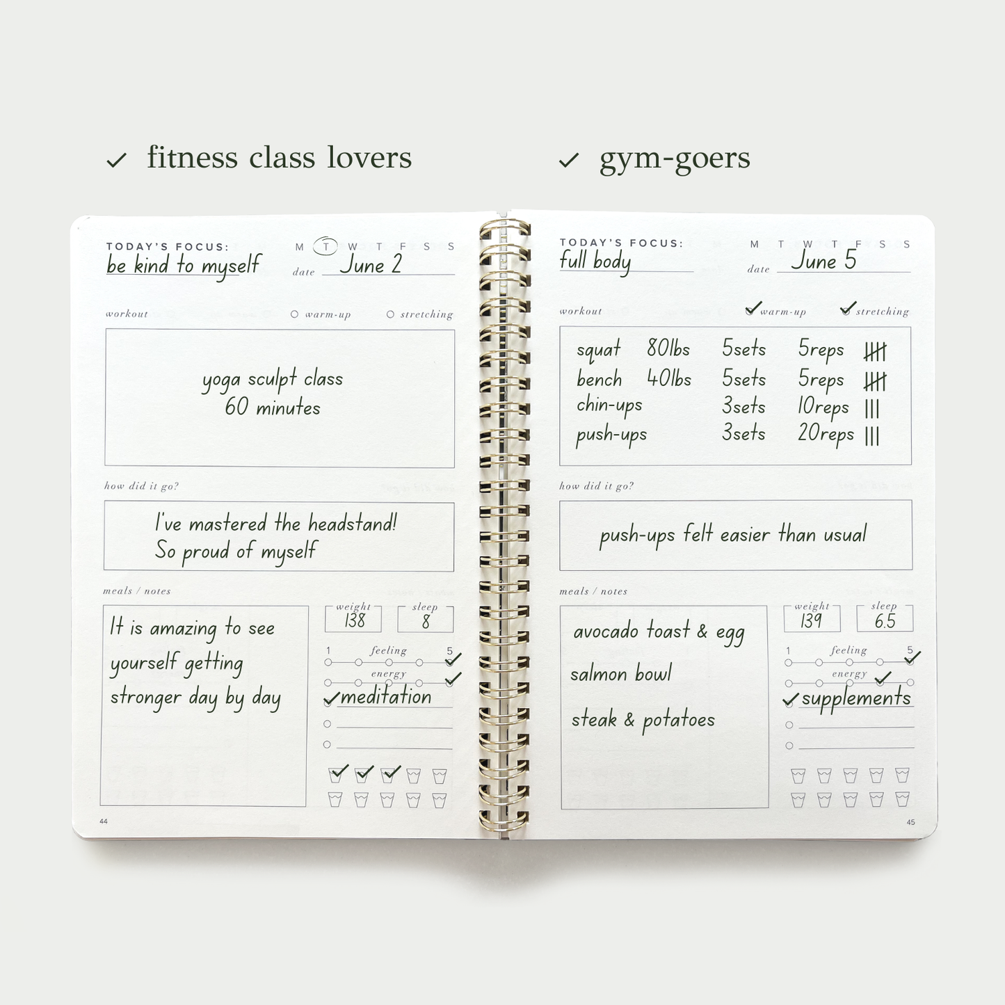 Fit & Well - Exercise Journal: Dusty Blue