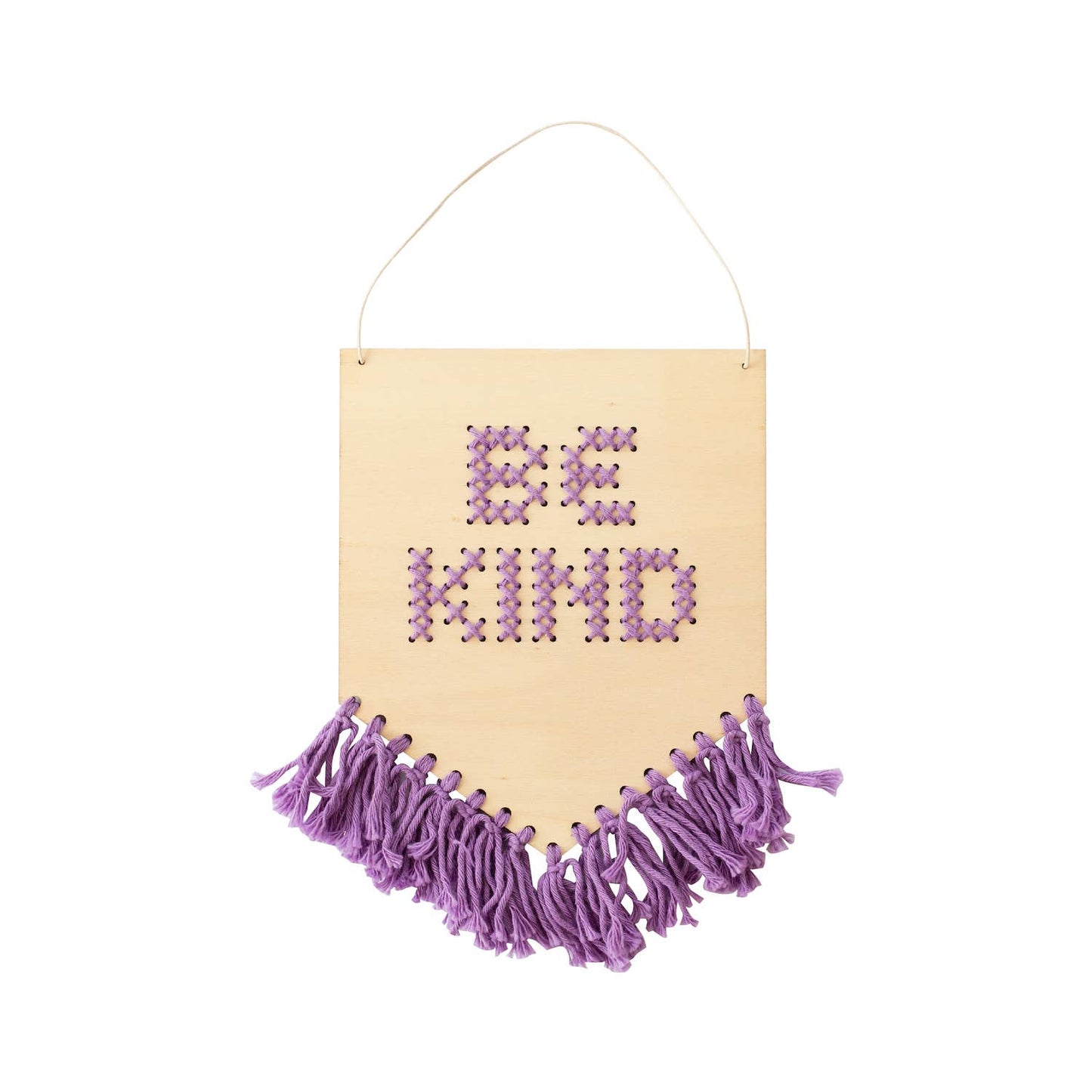 Be Kind Tasseled Embroidery Board Beginner Cross Stitch Kit: Mustard