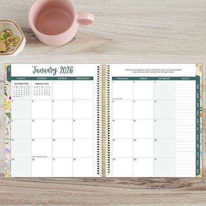 2026 Vision Planner - 7.5"x9" size: Beige Bouquet