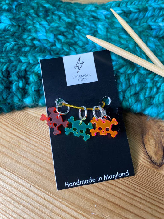 Skull & Crossbone Halloween Knitting Stitch Markers