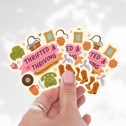 Thrifted & Thriving Sticker – Found Treasures Club