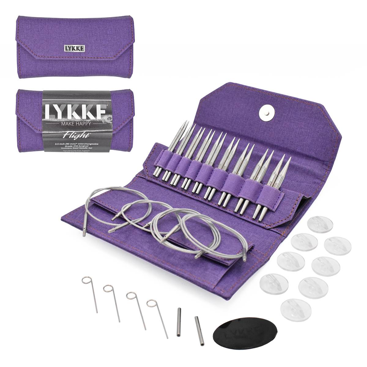 Lykke Flight 3.5" Stainless Steel Interchangeable Knitting Needle Set