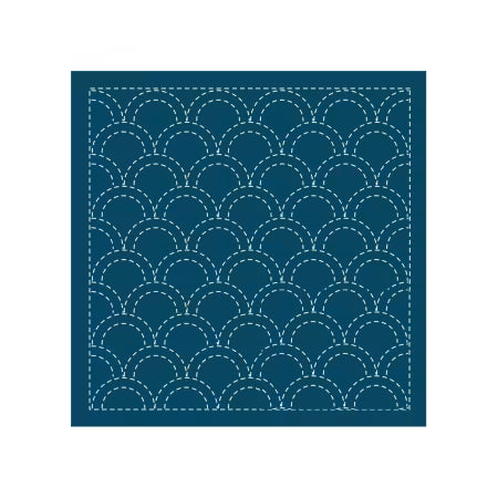 Sashiko sampler Traditional Design Seikaiha Navy