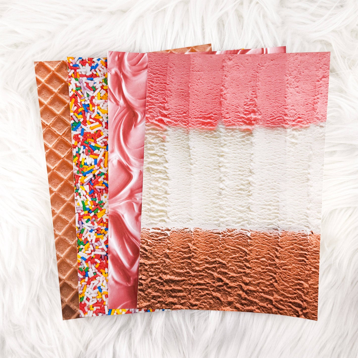 Ice Cream Party – Journal Backgrounds Set // 4 Matte Sticker Papers
