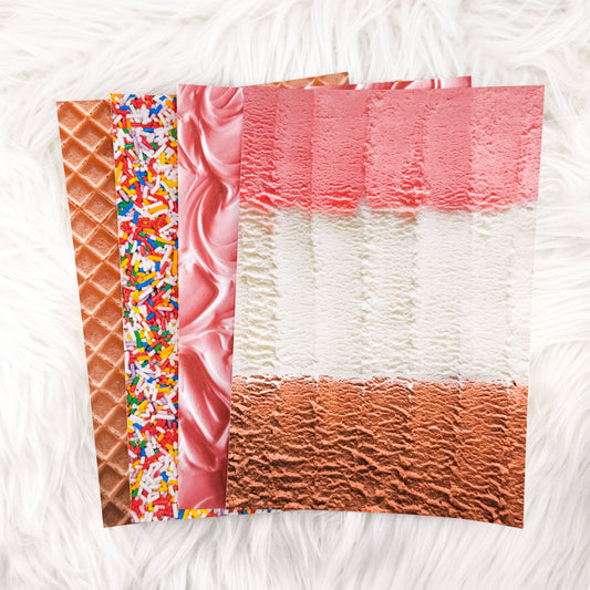 Ice Cream Party – Journal Backgrounds Set // 4 Matte Sticker Papers