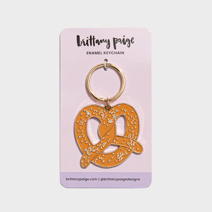 Soft Pretzel Enamel Keychain Bag Charm