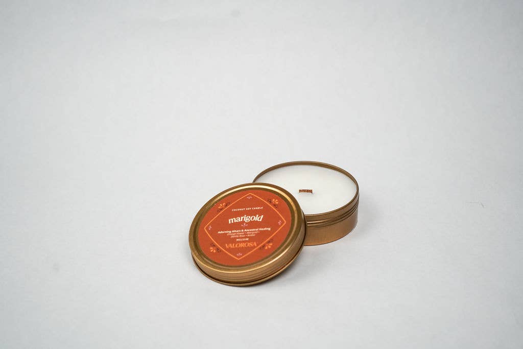 Marigold Candle Tin | Dia De Los Muertos Candle