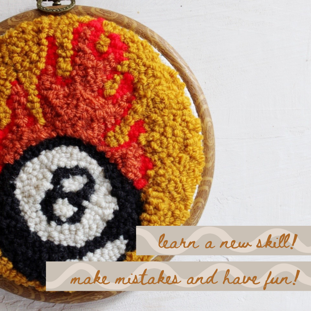 Eight Ball on Fire Beginner DIY Punch Needle Kit