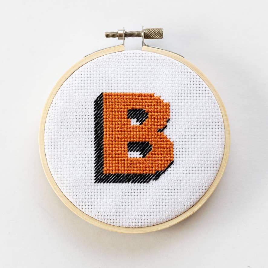 Drop Shadow Monogram Alphabet Cross Stitch Kit: Multi-Colored