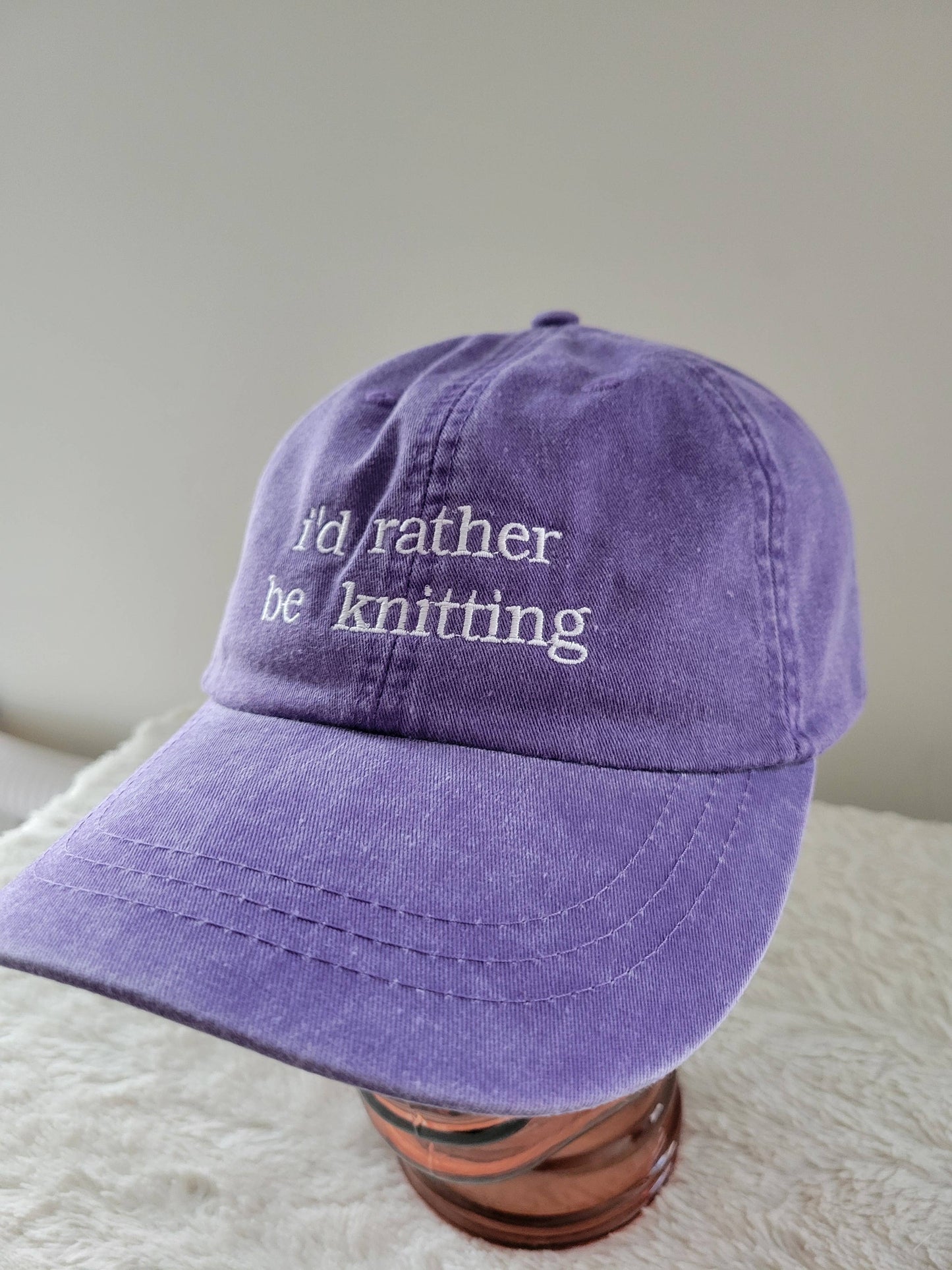 "i'd rather be knitting" Baseball Hat: Green