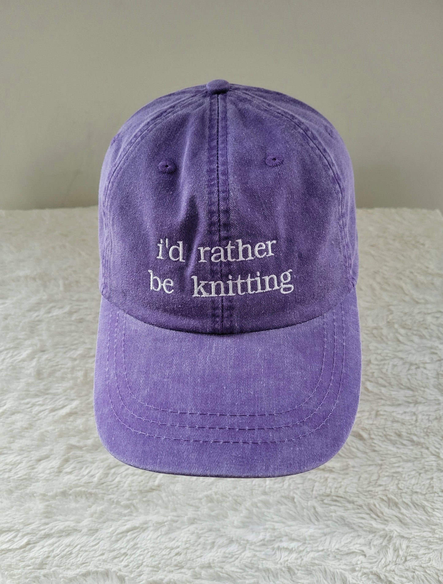 "i'd rather be knitting" Baseball Hat: Green