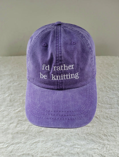 "i'd rather be knitting" Baseball Hat: Green
