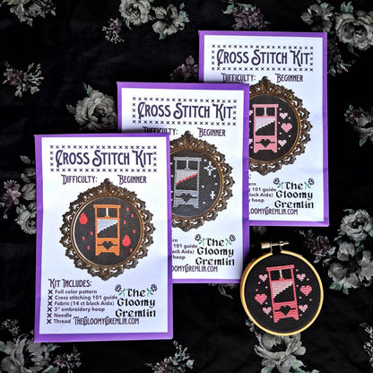 Guillotine, Pink - Cross Stitch Kit: Black Envelope
