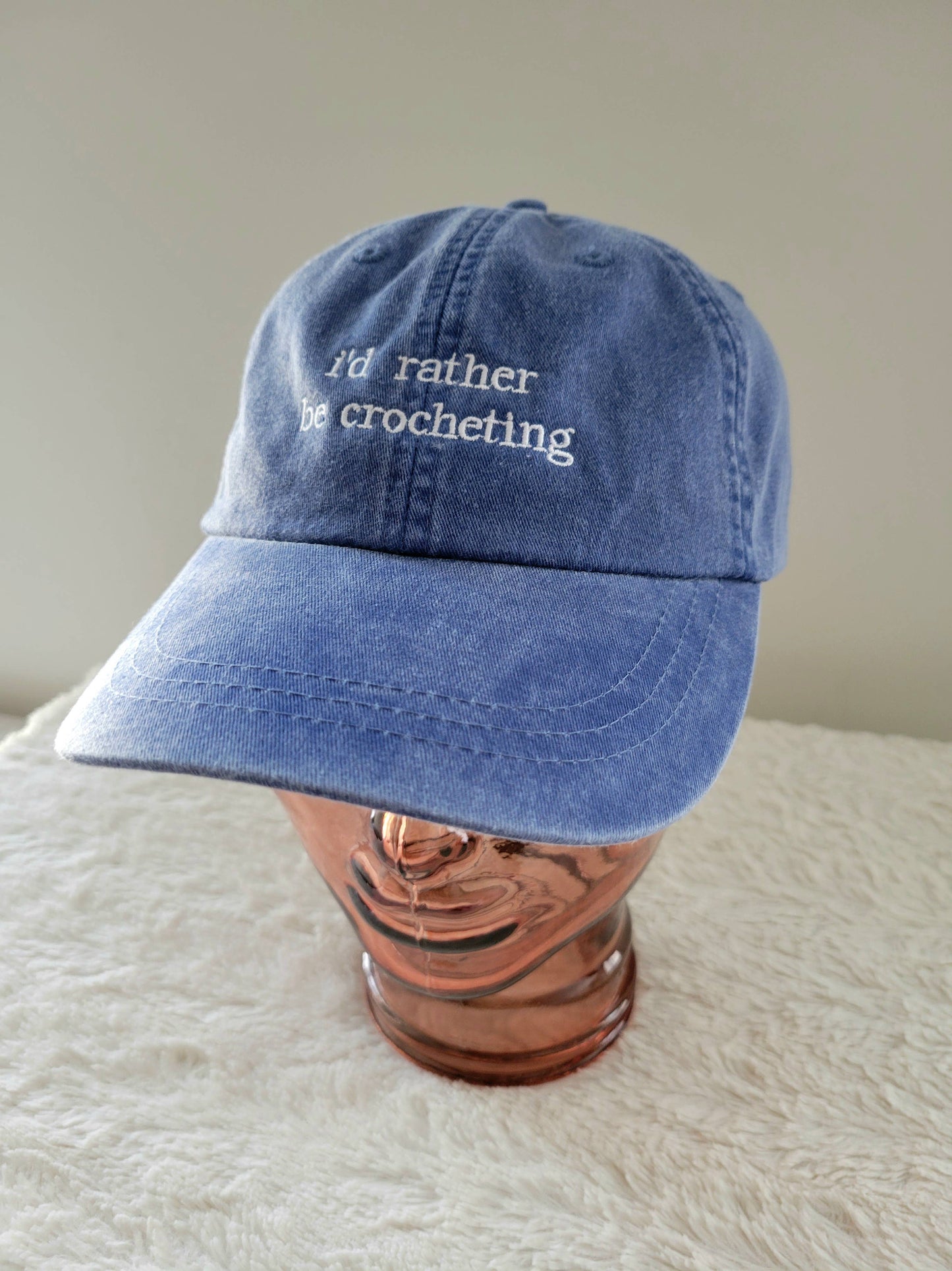 "i'd rather be crocheting" Baseball Hat: Green