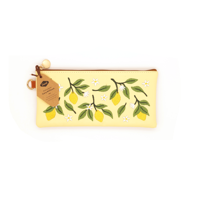 Lemon Embroidered Notebook Pouch