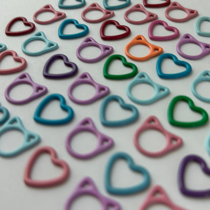 Basic Stitch Set Snag-Free Metal Stitch Markers Cat + Hearts: Cat - purple set