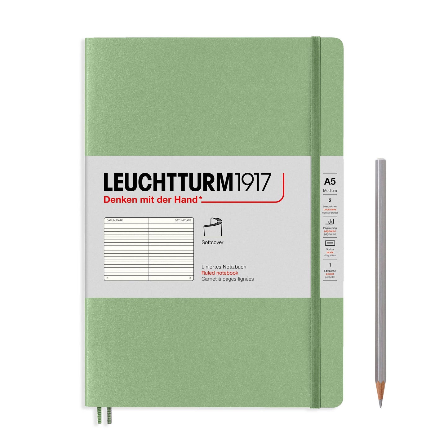 Notebooks - Medium (A5): Sage / Hardcover / Dotted