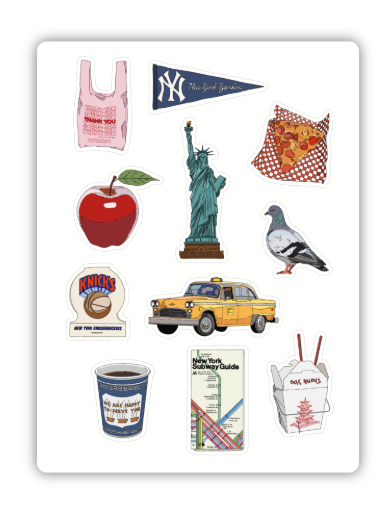 New York City Sticker Sheet – Iconic NYC Landmarks & Food