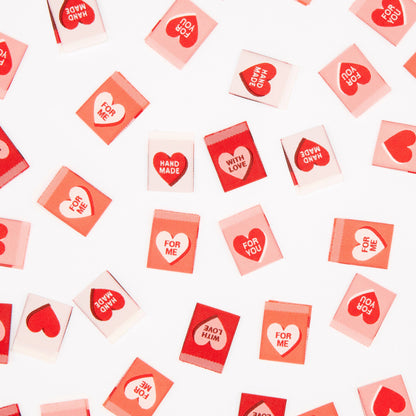 Valentine's Red Candy Heart Woven Sewing Labels