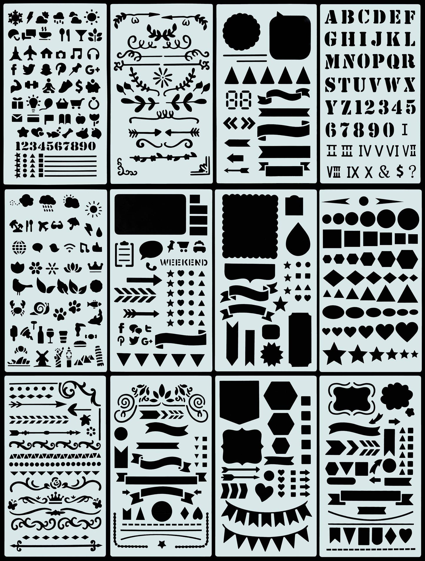 Essentials Dotted Journal Stencil Set,Essentials Dotted Journal Stencil Set
