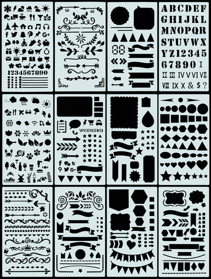 Essentials Dotted Journal Stencil Set,Essentials Dotted Journal Stencil Set