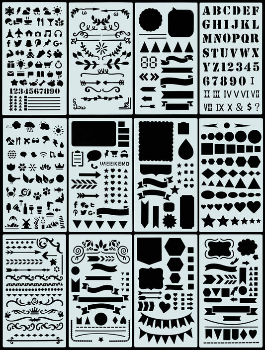 Essentials Dotted Journal Stencil Set,Essentials Dotted Journal Stencil Set