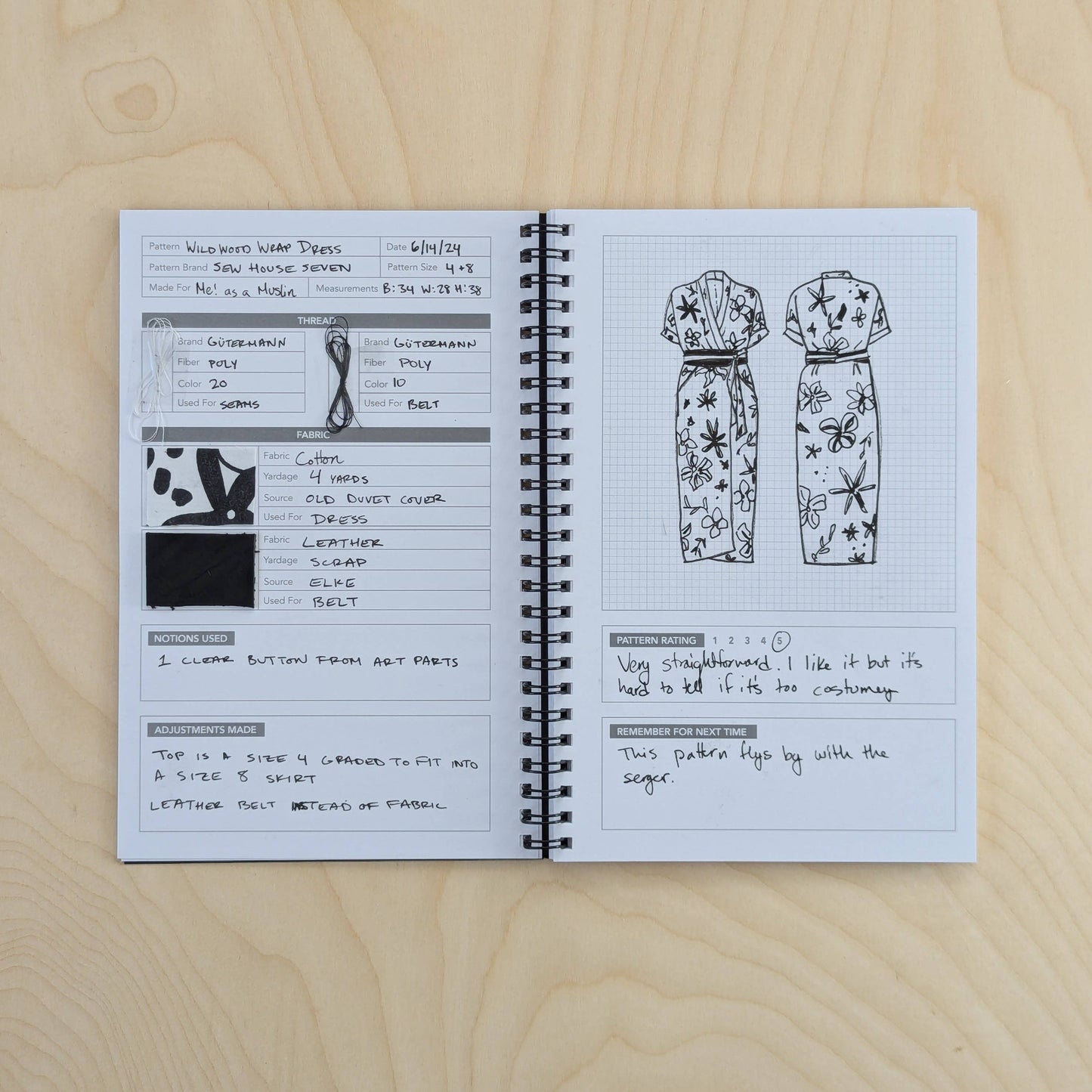Black & White Sewing Journal