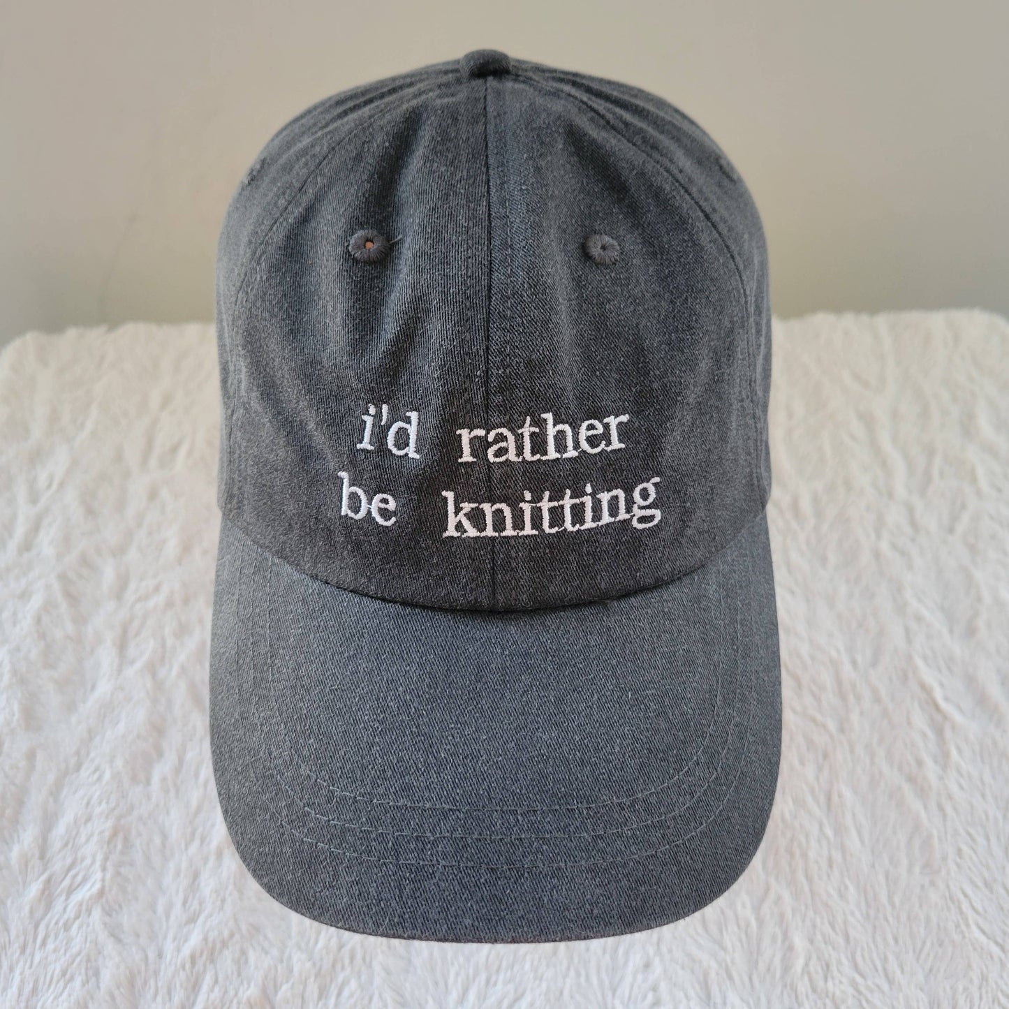 "i'd rather be knitting" Baseball Hat: Green
