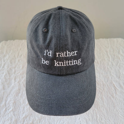 "i'd rather be knitting" Baseball Hat: Green