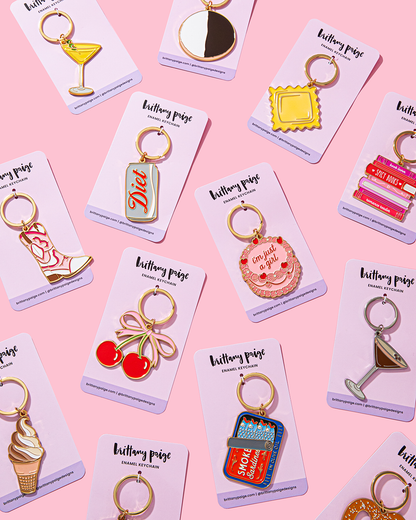 Just A Girl Vintage Cake Enamel Keychain Bag Charm
