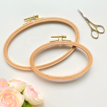 Oval Beechwood Embroidery Hoops,  Cross Stitch Hoop Frames: 4" x 6"