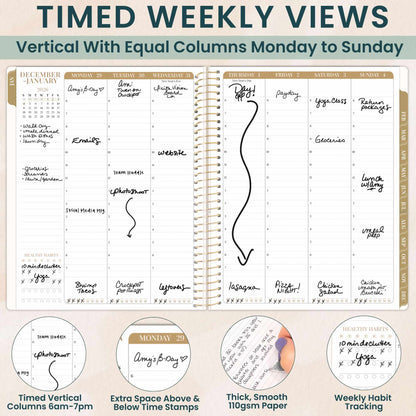 2026 Timed Vertical Weekly Planner - 8.5" x 11"