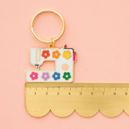 Daisy Sewing Machine Enamel Keychain - Bag Charm