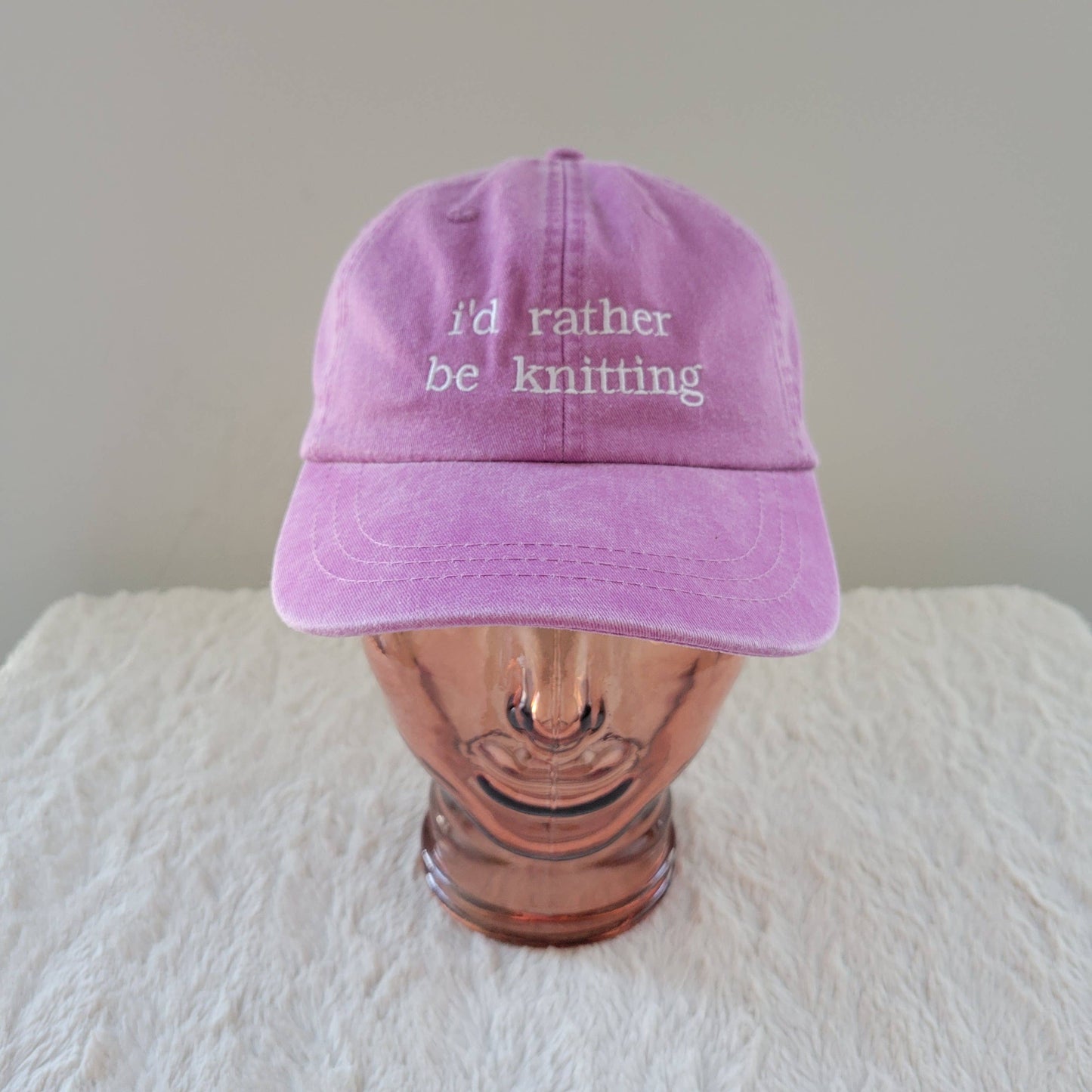 "i'd rather be knitting" Baseball Hat: Green