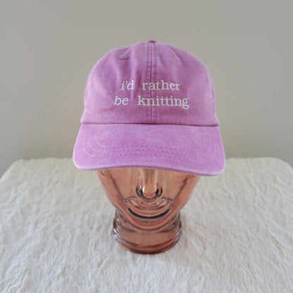 "i'd rather be knitting" Baseball Hat: Green