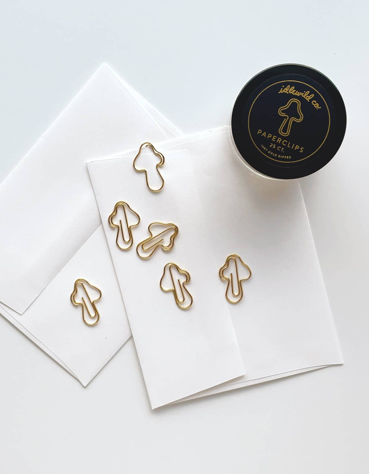 Gold Plated Paper Clips (Jar of 25) | Mushroom