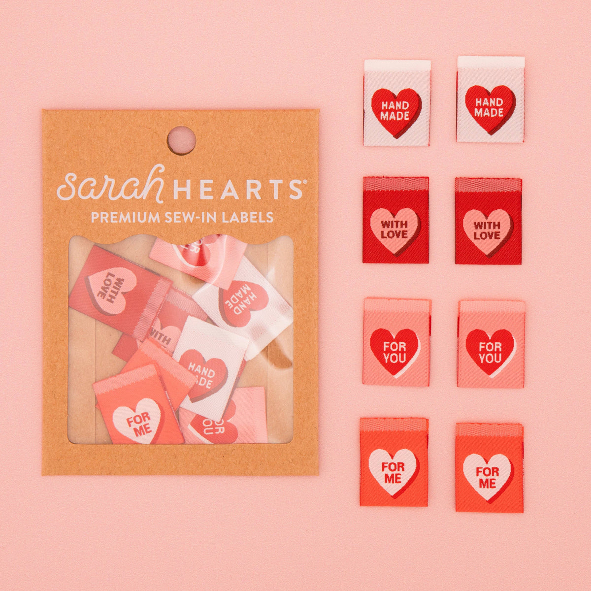 Valentine's Red Candy Heart Woven Sewing Labels