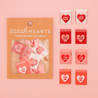 Valentine's Red Candy Heart Woven Sewing Labels