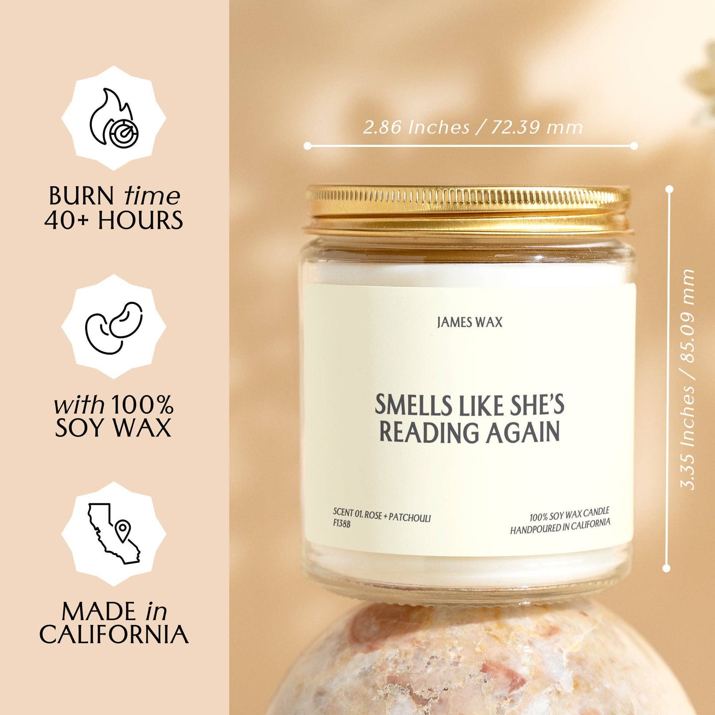 Reader Gift Reading Time Candle Book Fan Bookstore F138B: No, Just the Candle / 03. White Tea + Jasmine