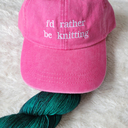 "i'd rather be knitting" Baseball Hat: Green