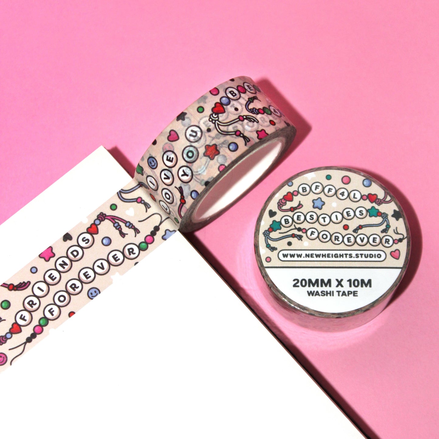 "BFF4L" Cute Bead Friendship Bracelets Washi Tape (20mm/10m)