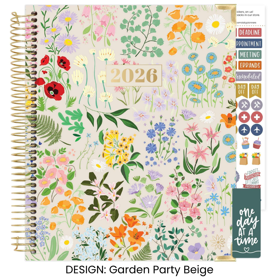 2026 Vision Planner - 7.5"x9" size: Beige Bouquet