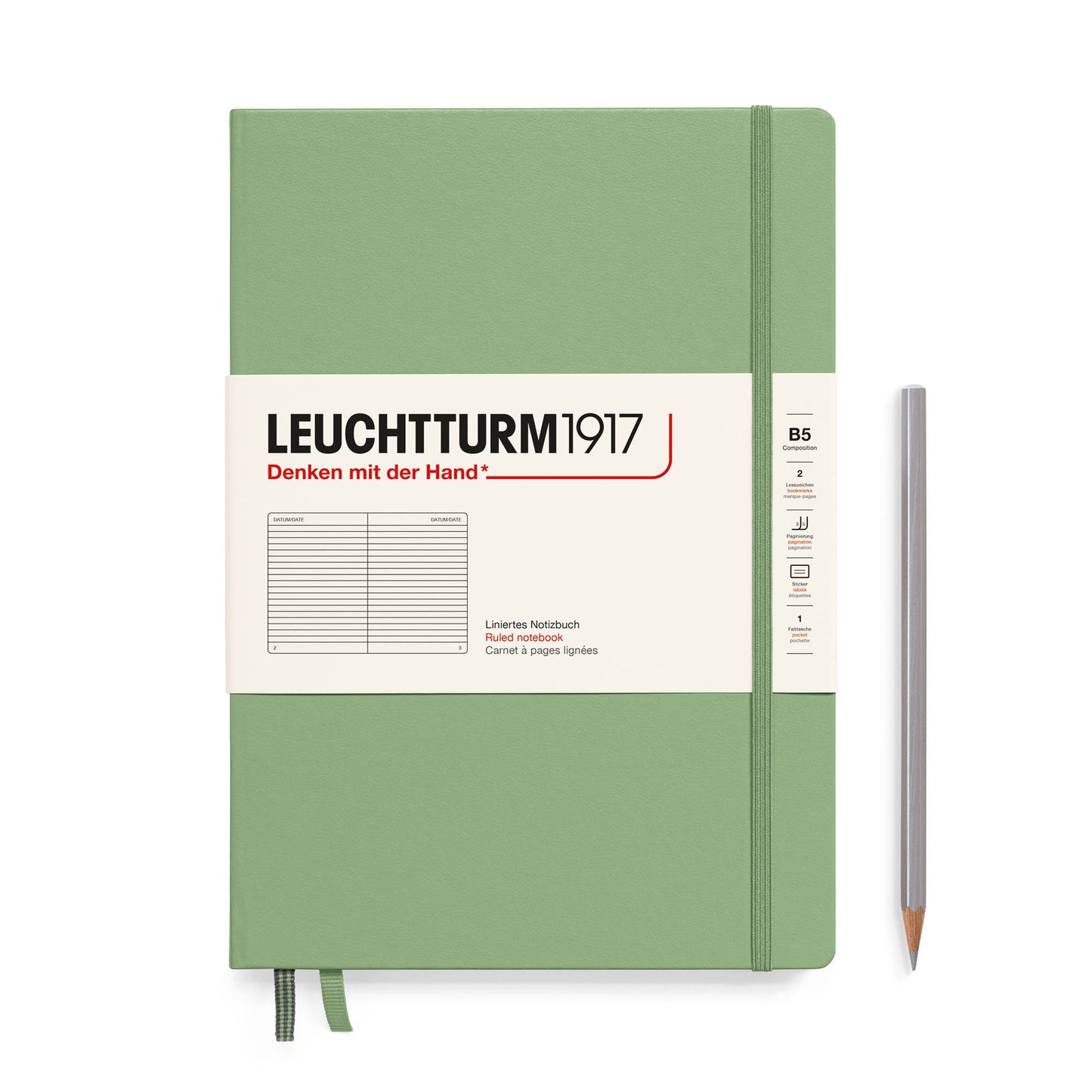 Notebooks - Composition (B5): Sage / Hardcover / Dotted