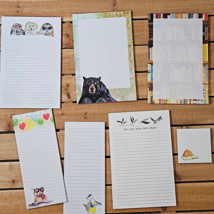 Bear Half-Sheet Notepad – Surprised Bear with Ladybug