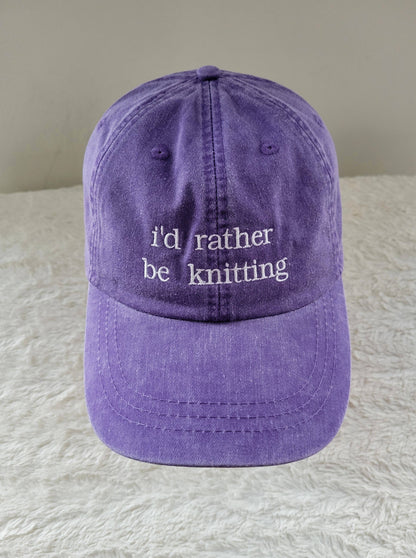 "i'd rather be knitting" Baseball Hat: Green